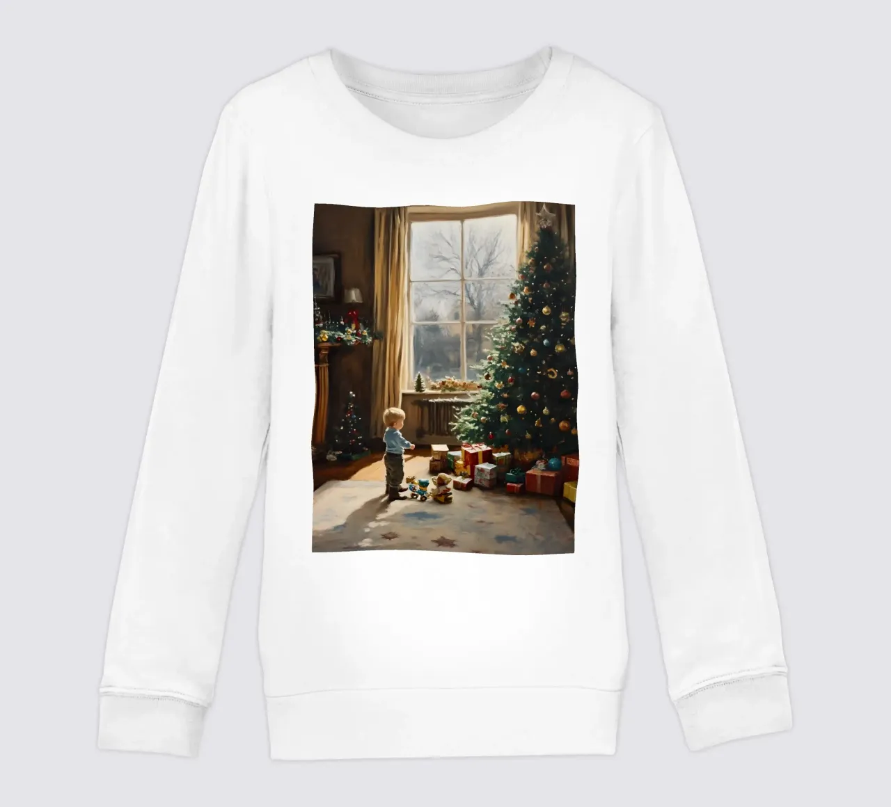 Bambino davanti all'albero di Natale felpa bambino da Christmas Vibes 2025