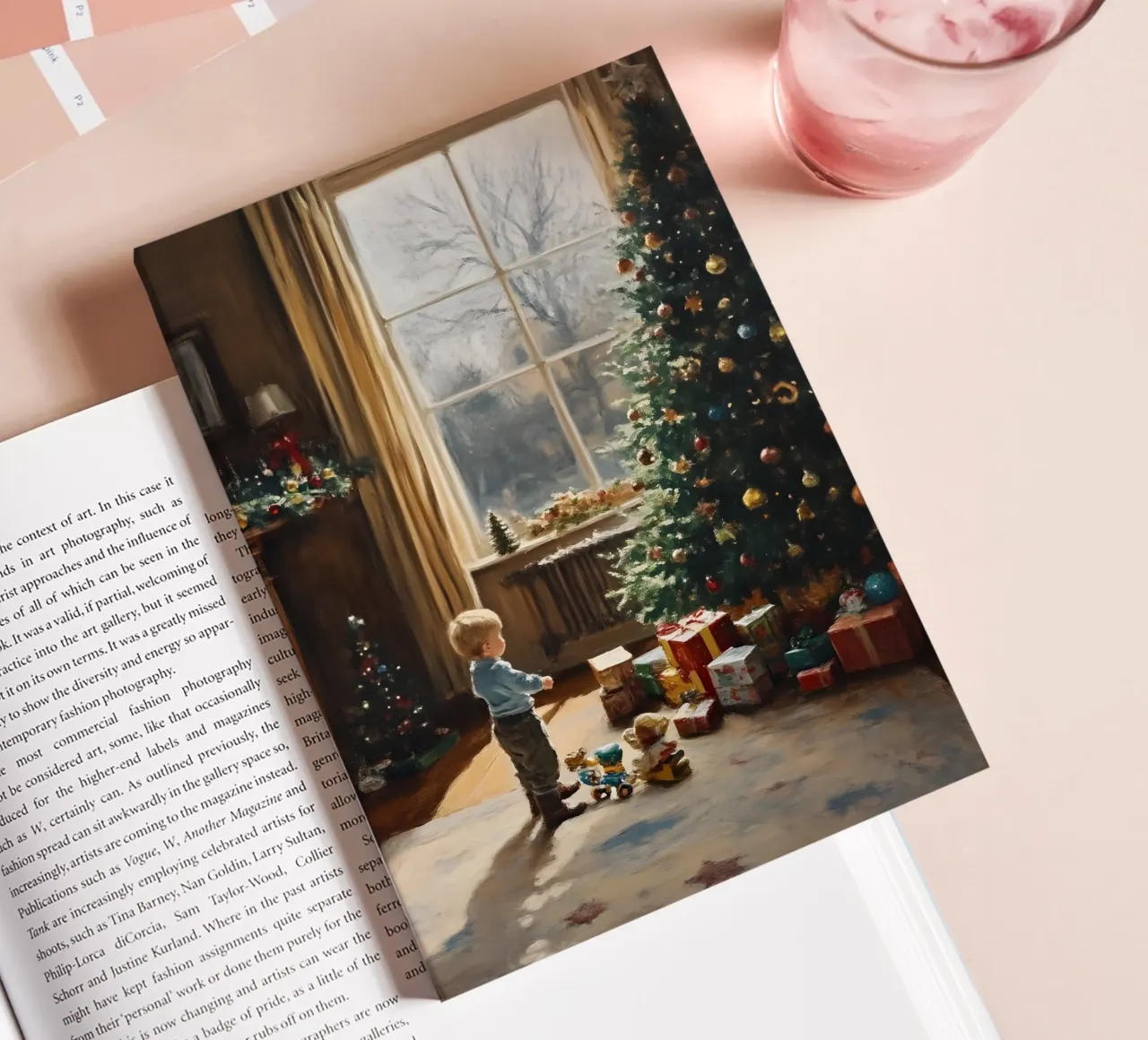 Little boy in front of the Christmas tree notebook by Christmas Vibes 2025