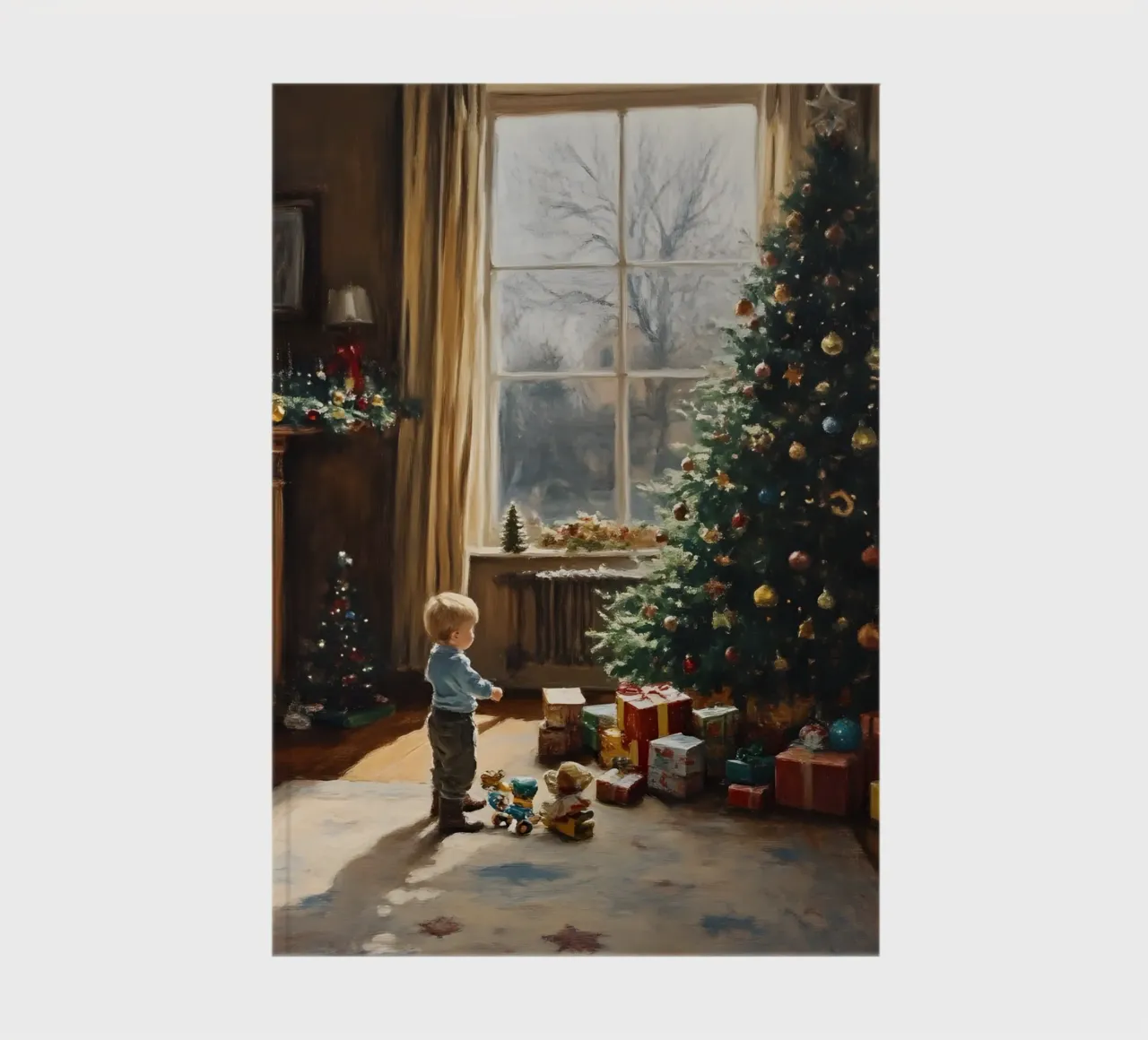 Bambino davanti all'albero di Natale diario da Christmas Vibes 2025