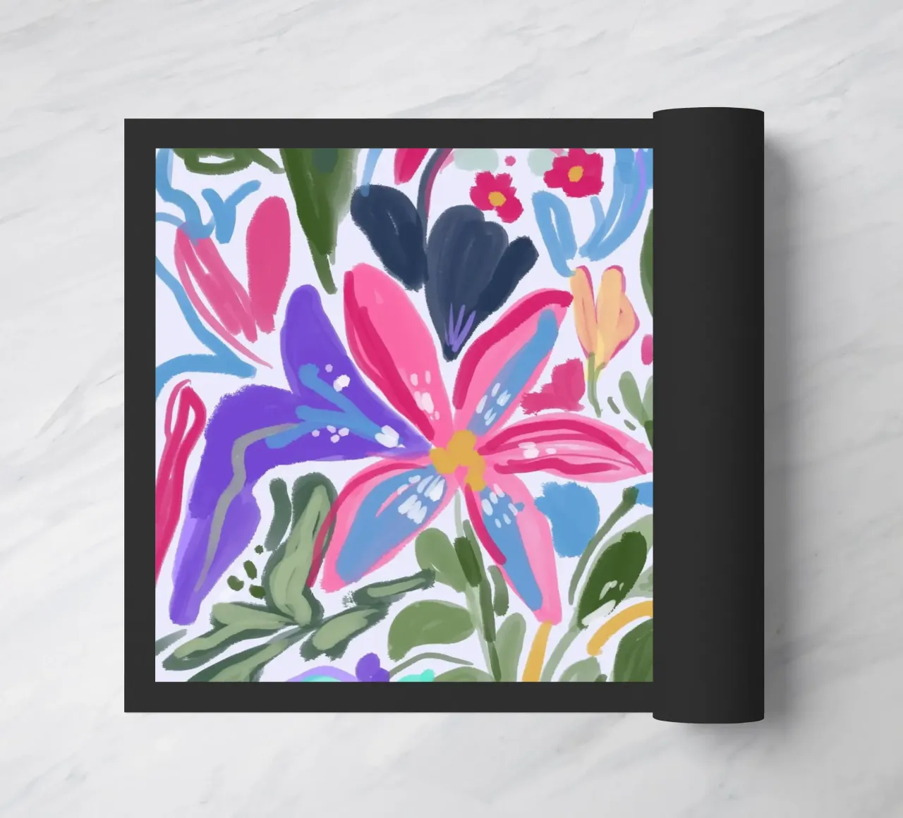 Radiance in Bloom : Une symphonie florale abstraite d'épingles joyeuses paillasson de mysteriouscoco