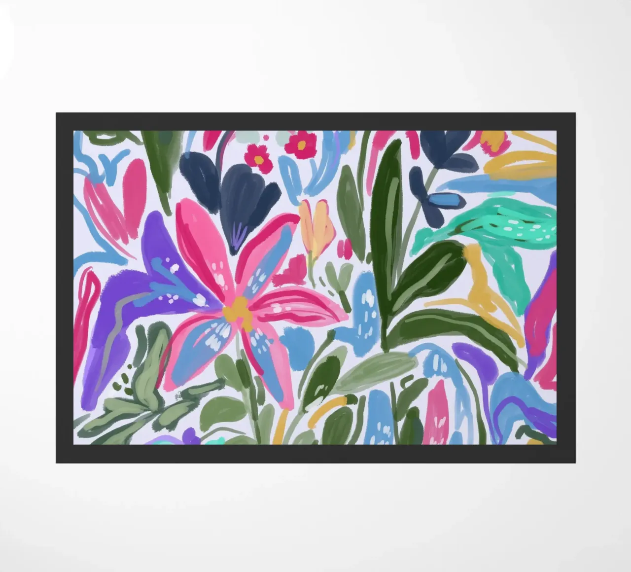Radiance in Bloom : Une symphonie florale abstraite d'épingles joyeuses paillasson de mysteriouscoco
