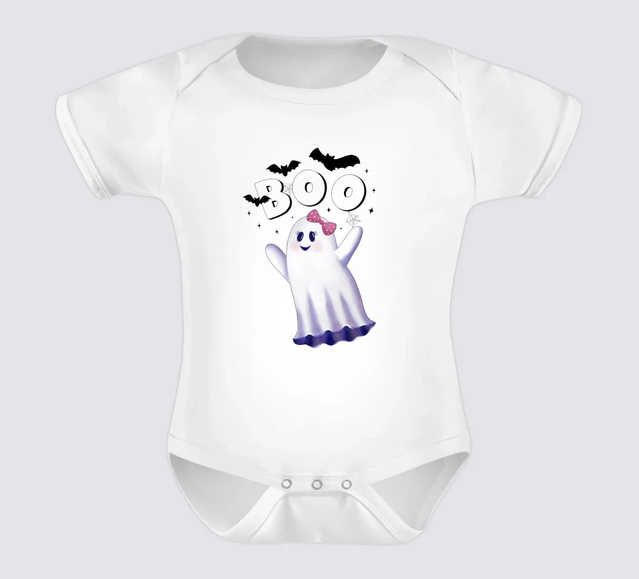 Boo. Witching hour and Halloween. short-sleeve baby romper by CalliLetters