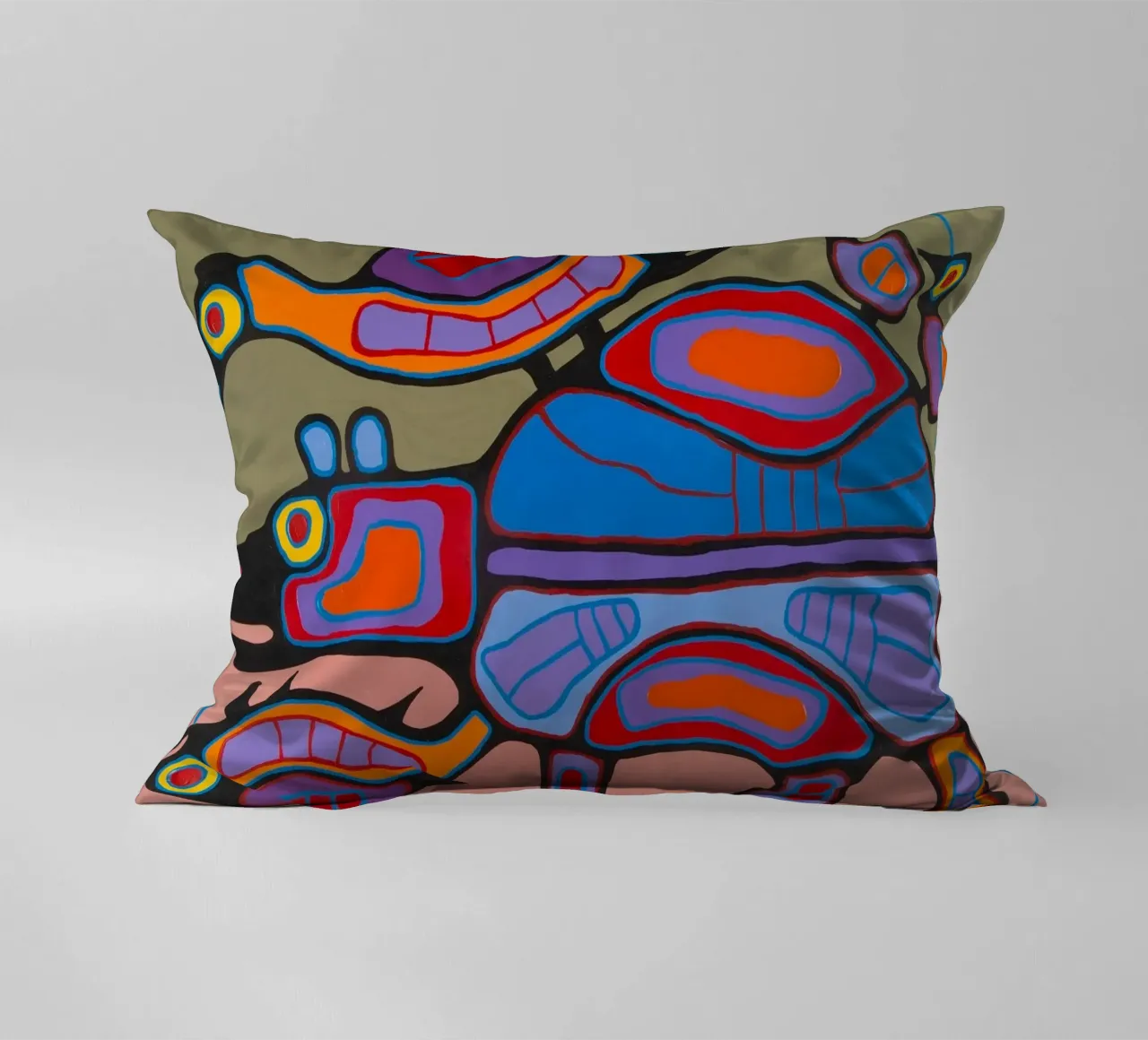 Norval Morrisseau Mondo animale cuscino da Riley Art Studio