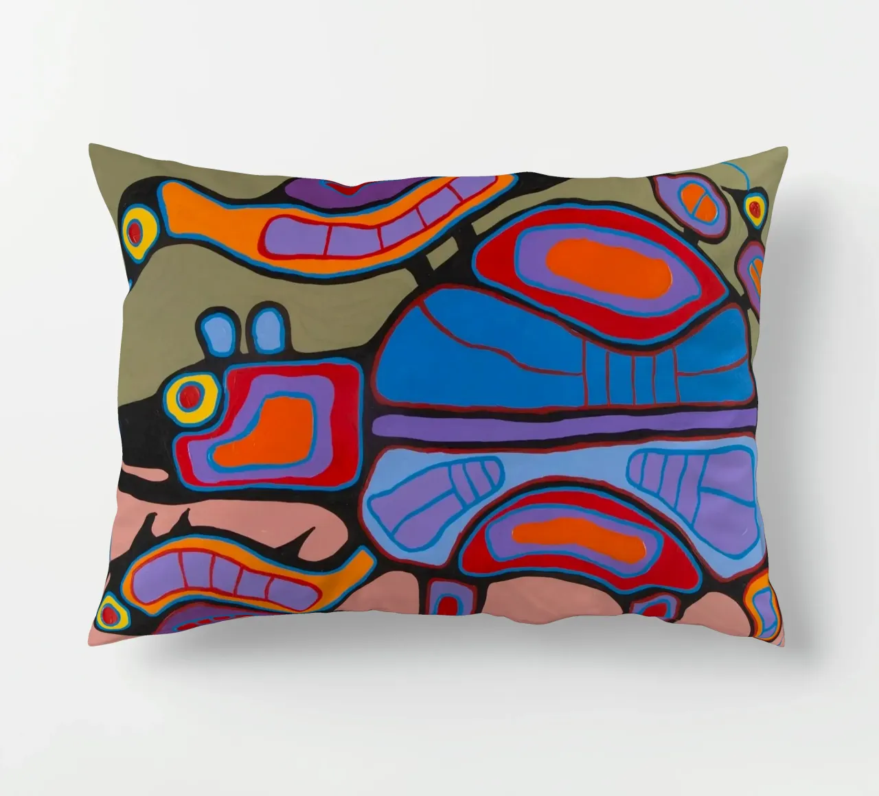 Norval Morrisseau Mondo animale cuscino da Riley Art Studio