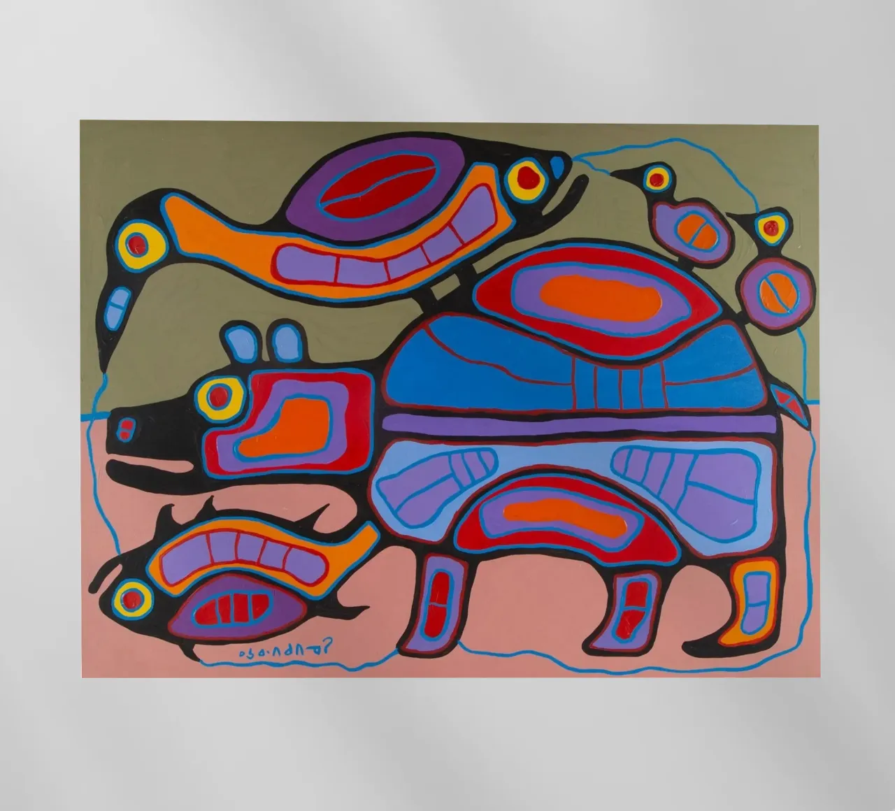 Norval Morrisseau Mondo animale pellicola backlit da Riley Art Studio