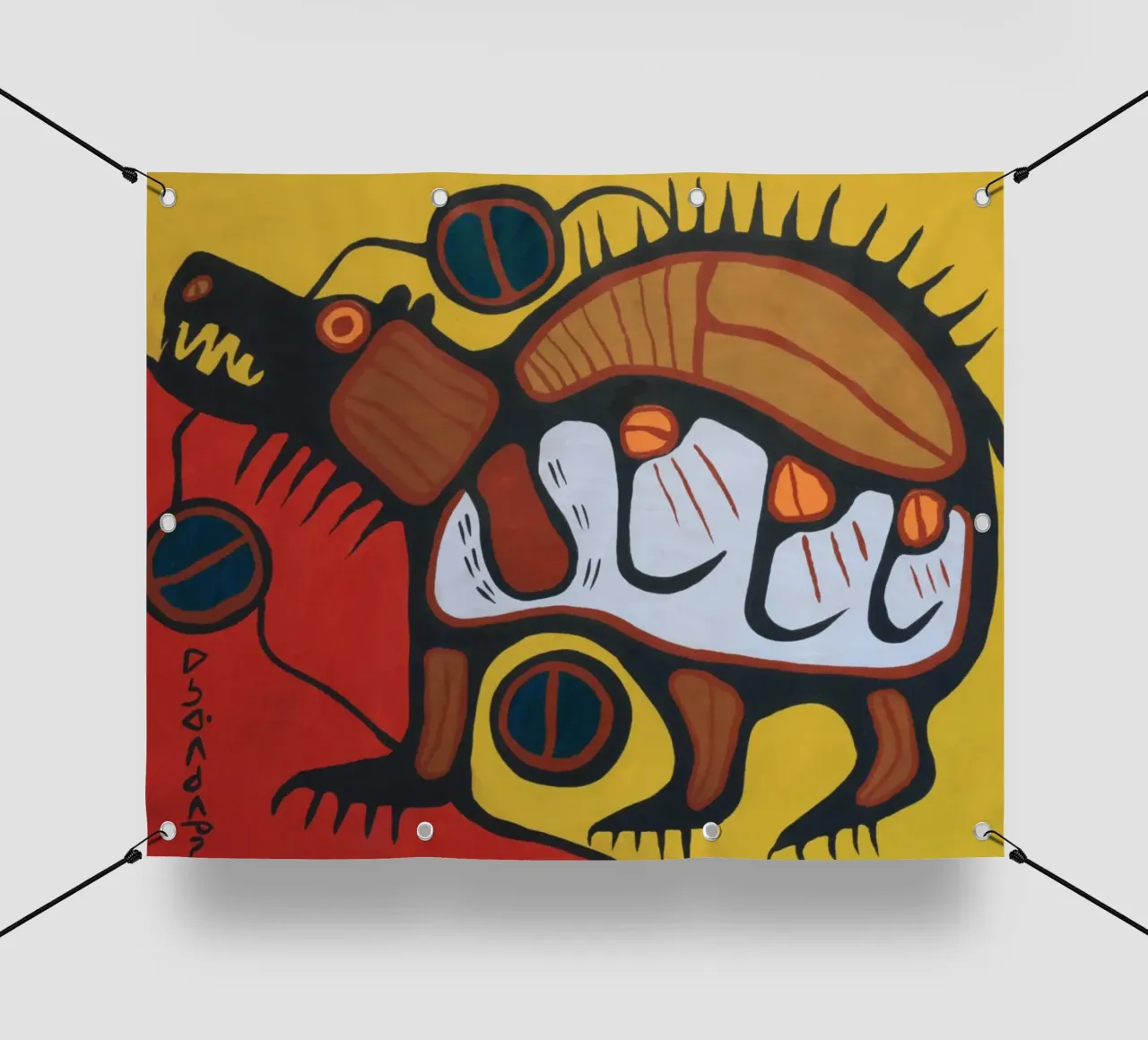 Norval Morrisseau Orso Sacro telo in pvc da Riley Art Studio