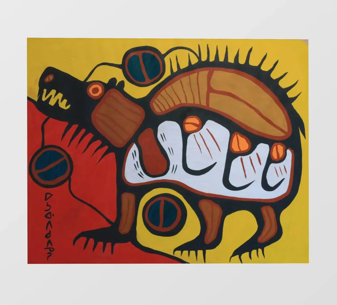 Norval Morrisseau Orso Sacro telo in pvc da Riley Art Studio