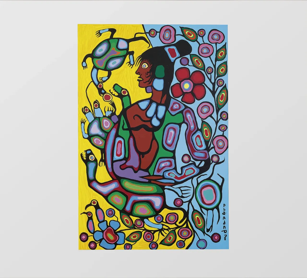Norval Morrisseau Sciamano e tartarughe telo in pvc da Riley Art Studio