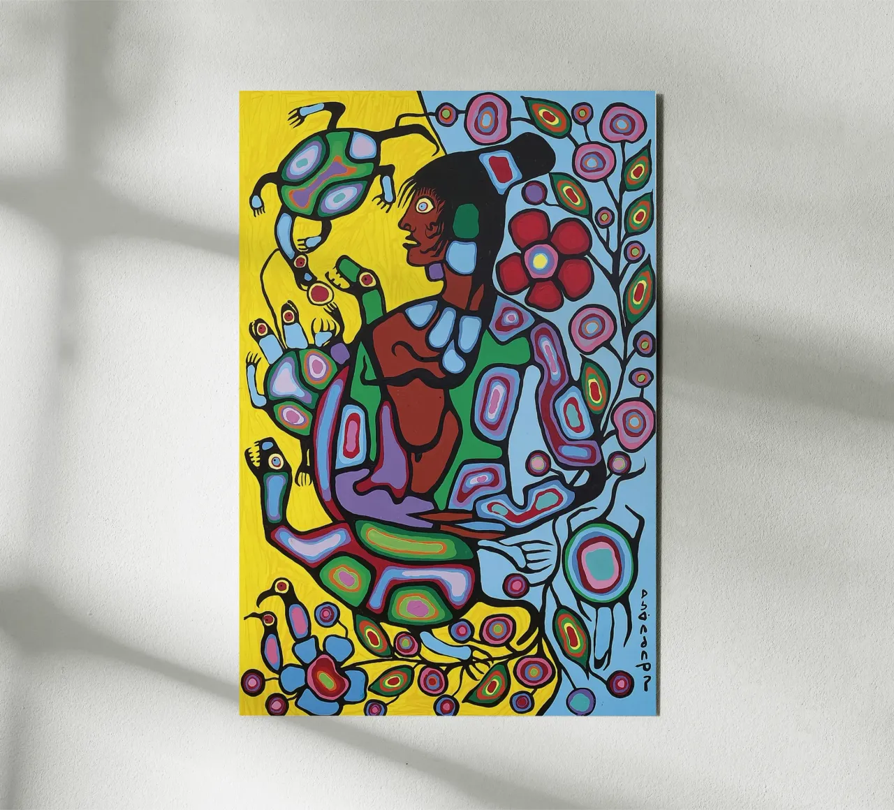 Norval Morrisseau Sciamano e tartarughe alluminio dibond da Riley Art Studio