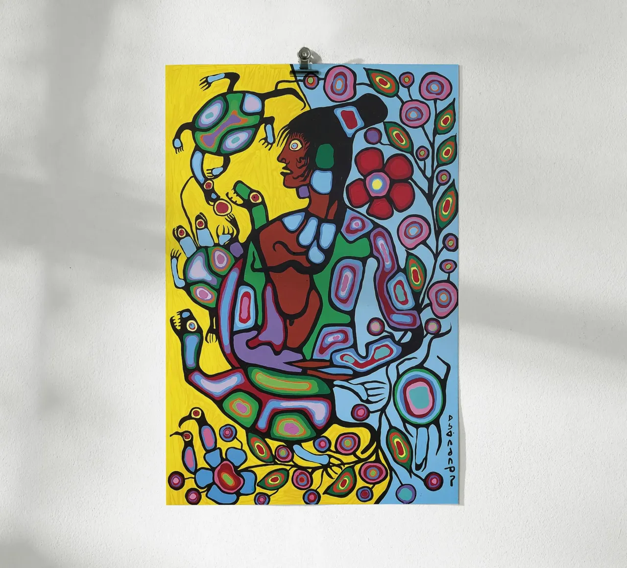 Norval Morrisseau Sciamano e tartarughe carta hahnemühle da Riley Art Studio