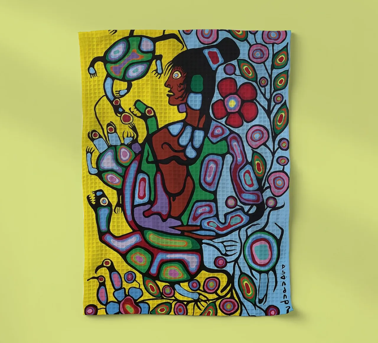Norval Morrisseau Sciamano e tartarughe canovaccio da cucina da Riley Art Studio