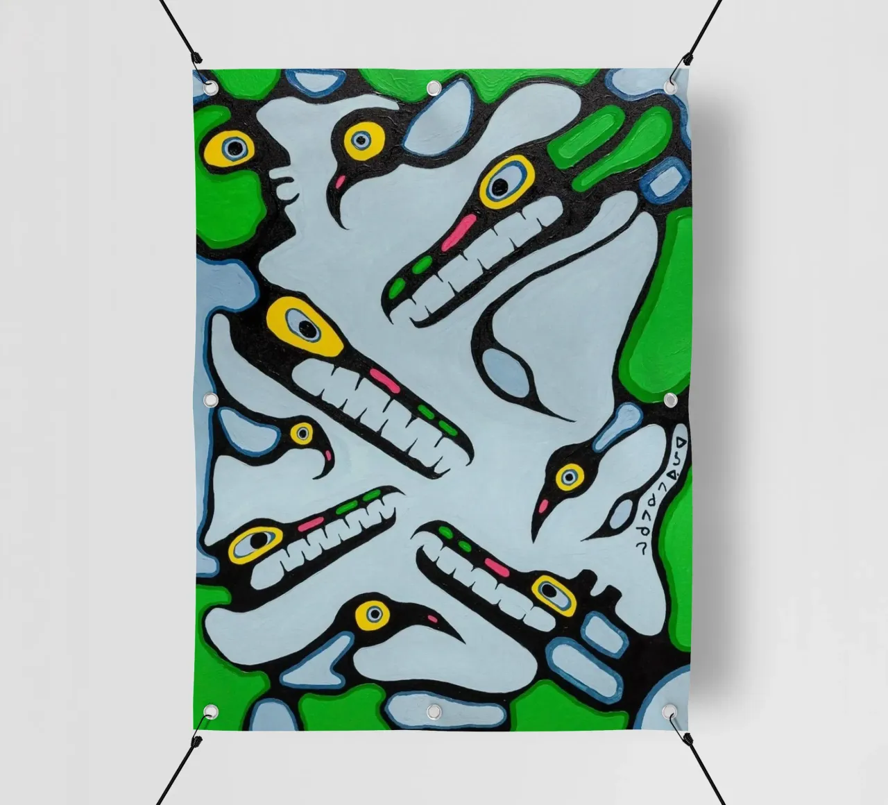 Norval Morrisseau Sogni di sciamano telo in pvc da Riley Art Studio