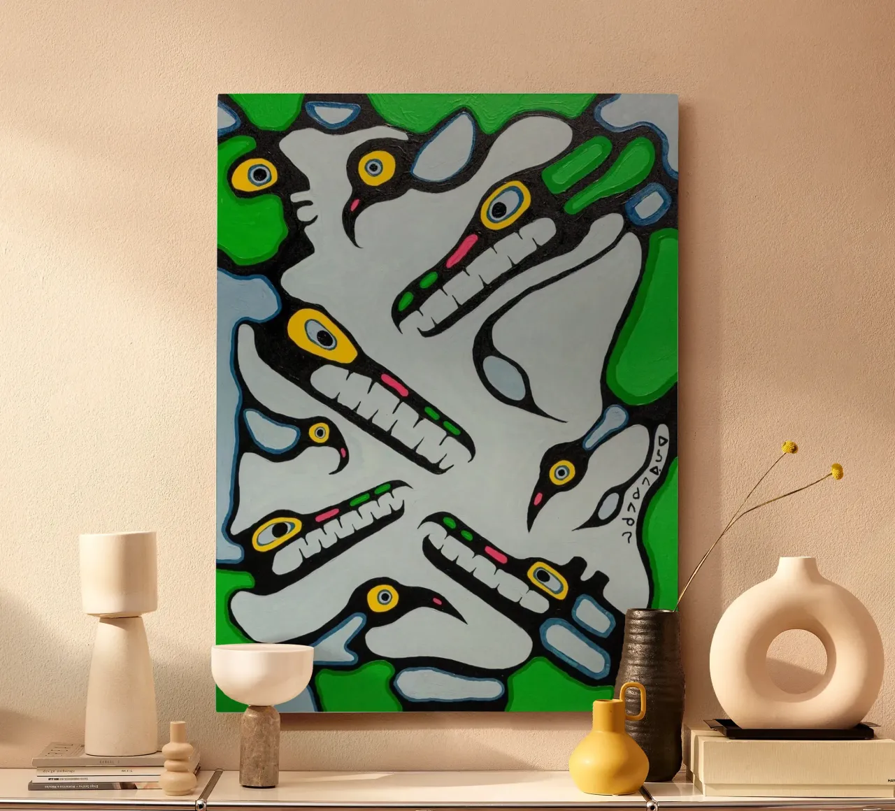 Norval Morrisseau Sogni di sciamano alluminio dibond da Riley Art Studio