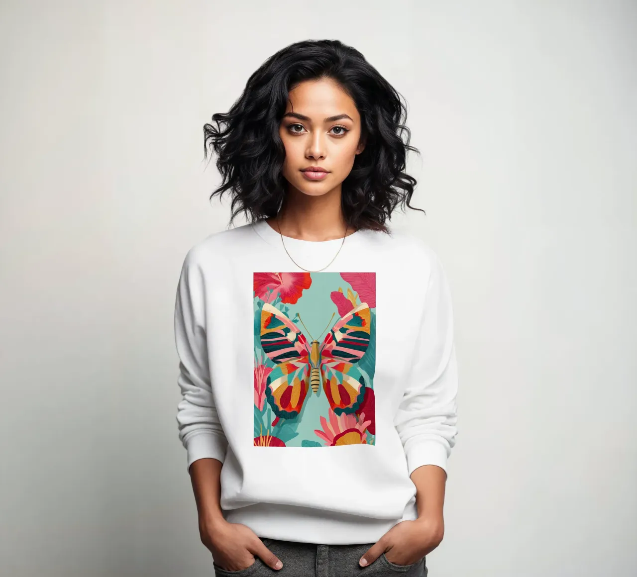 Portrait of a Butterfly in Bloom Sweatshirt von Luca