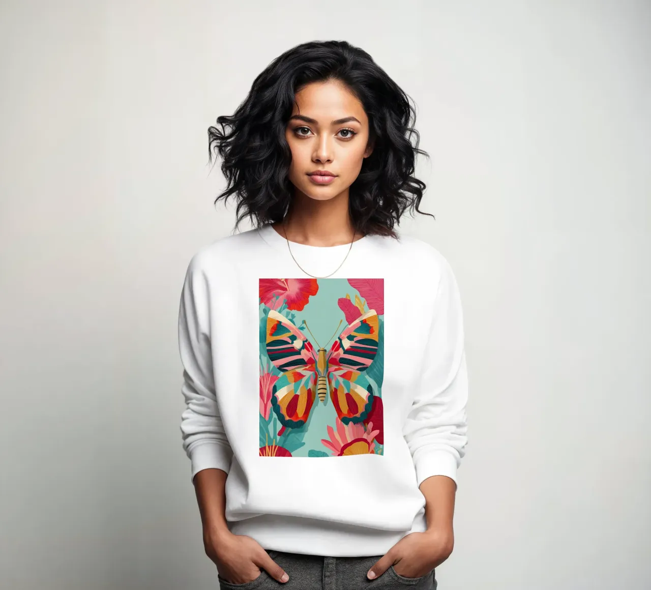 Portrait of a Butterfly in Bloom sweatshirt by Luca