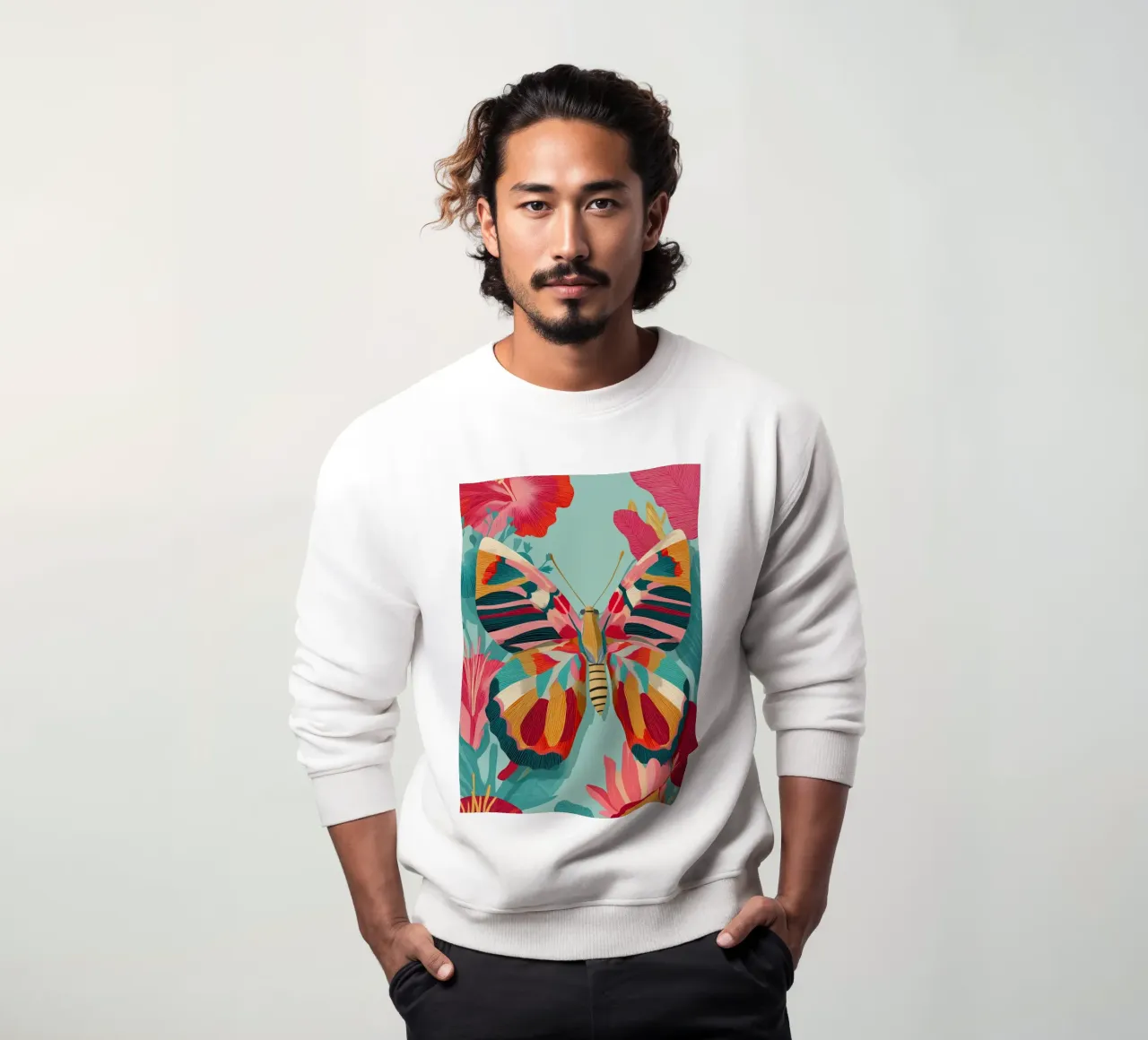 Portrait of a Butterfly in Bloom sweatshirt by Luca