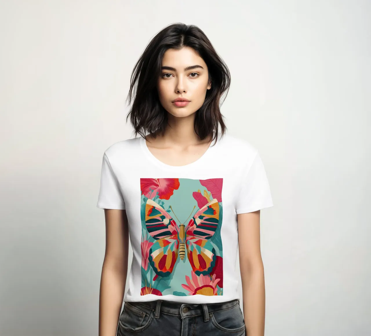 Portrait of a Butterfly in Bloom t-shirt da donna da Luca