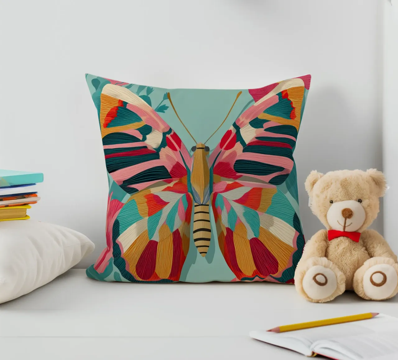 Portrait of a Butterfly in Bloom cuscino da Luca