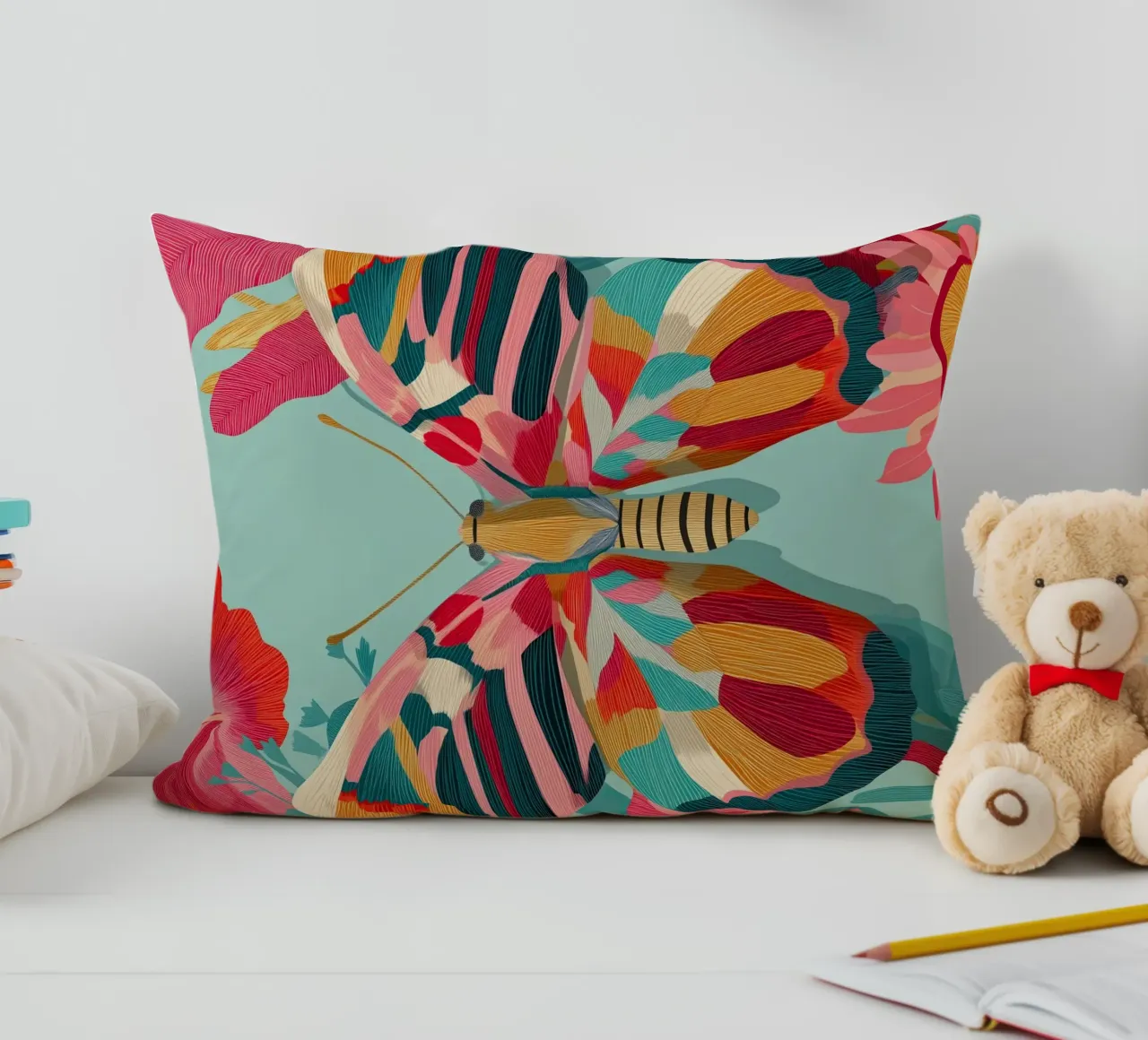 Portrait of a Butterfly in Bloom cuscino da Luca