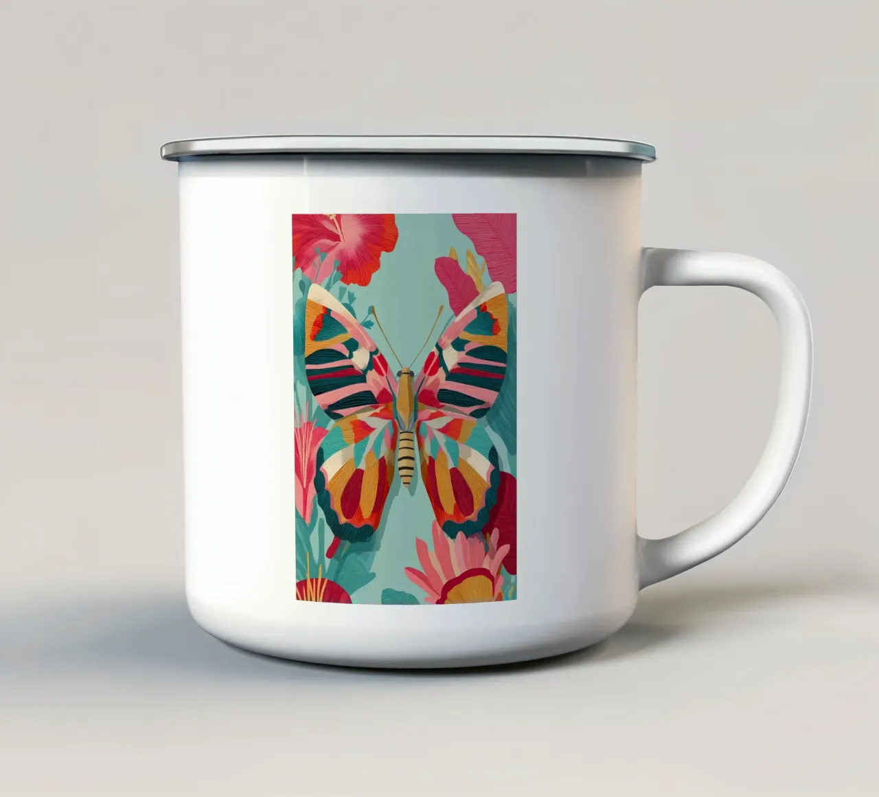 Portrait of a Butterfly in Bloom tazza in smalto da Luca