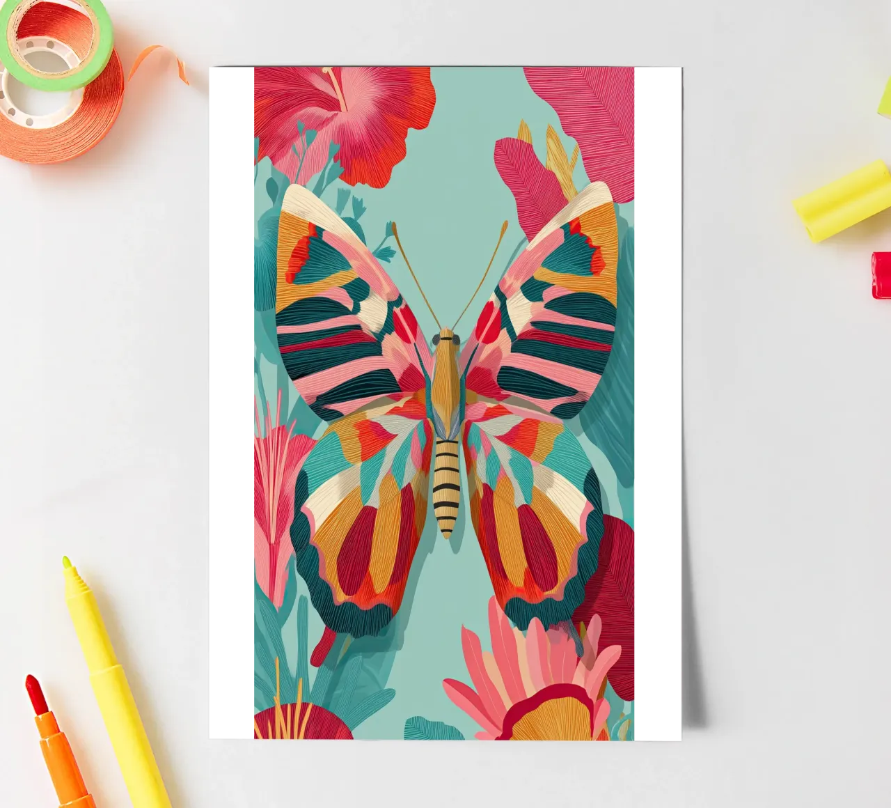 Portrait of a Butterfly in Bloom Stickerbogen von Luca