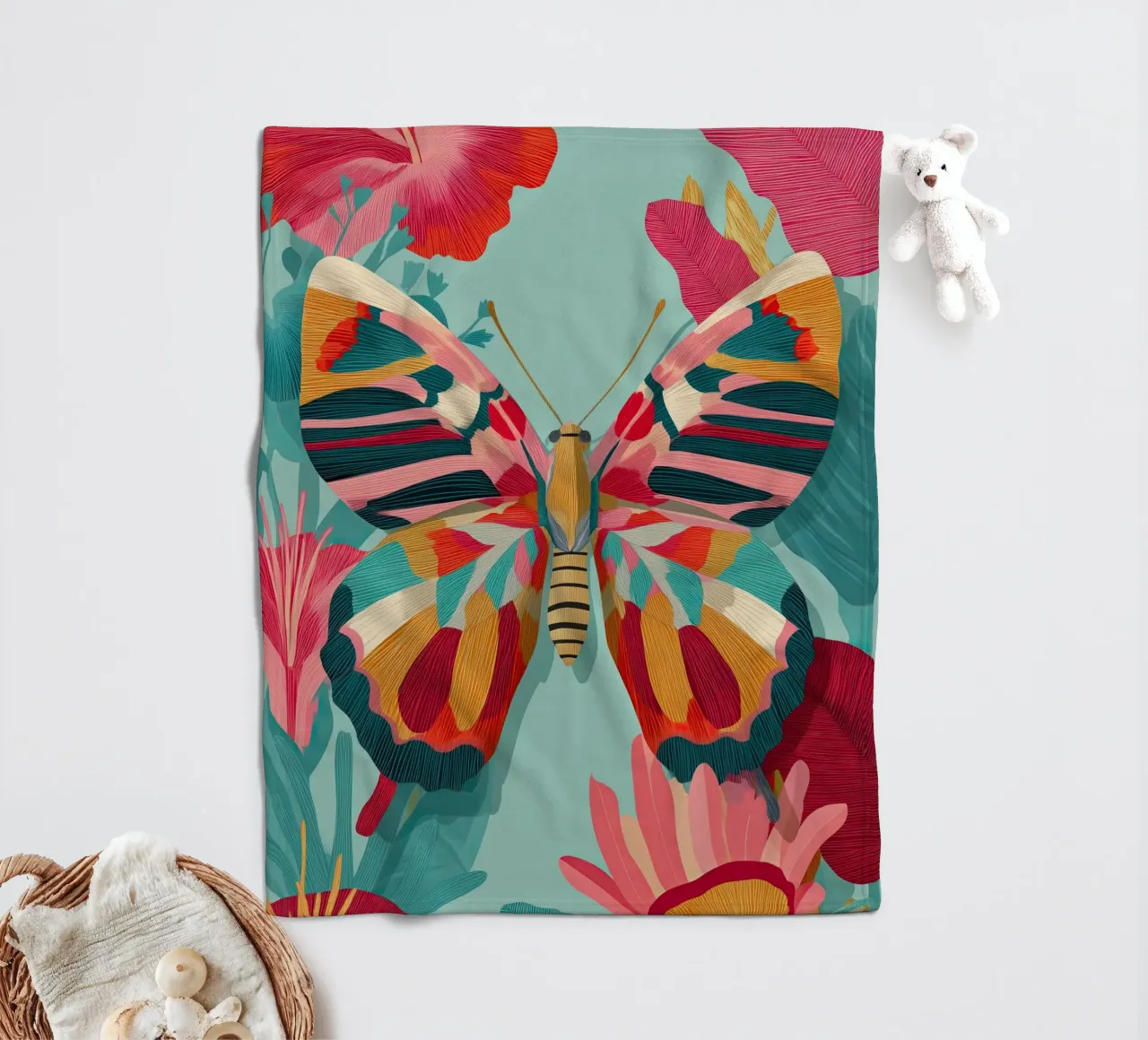 Portrait of a Butterfly in Bloom coperta in pile da Luca