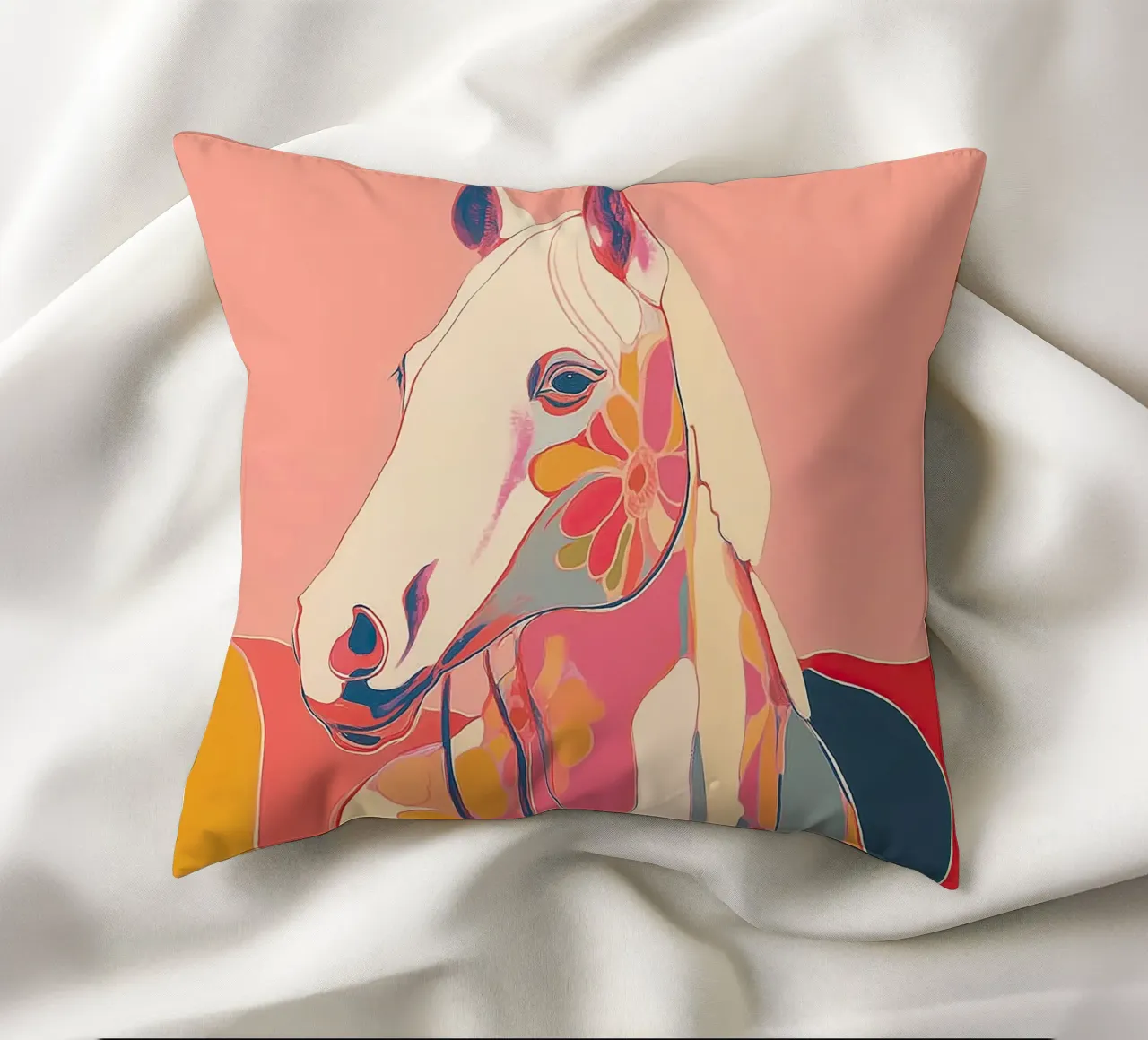 Portrait of a Horse in Bloom cuscino da Luca