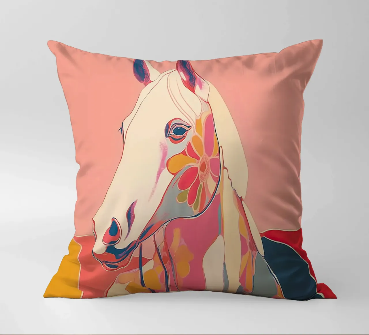 Portrait of a Horse in Bloom cuscino da Luca