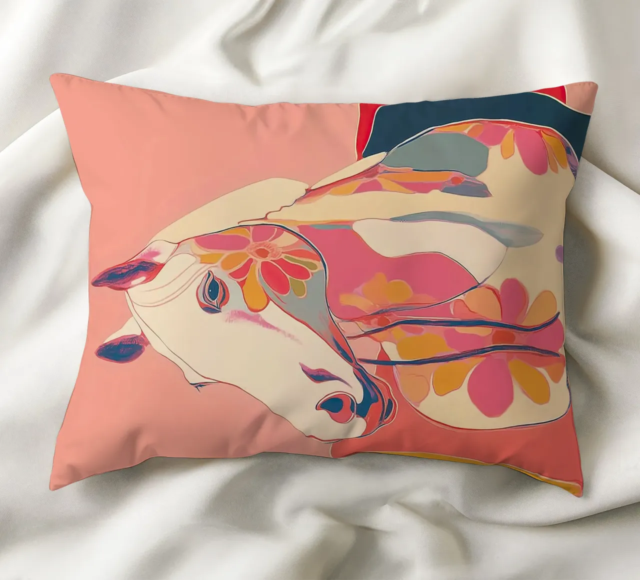 Portrait of a Horse in Bloom cuscino da Luca