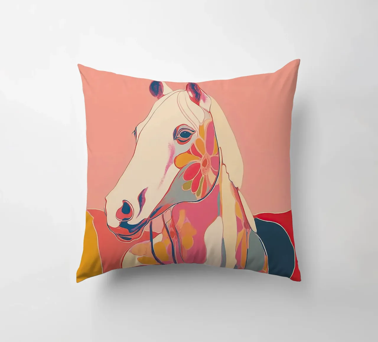 Portrait of a Horse in Bloom cuscino da Luca