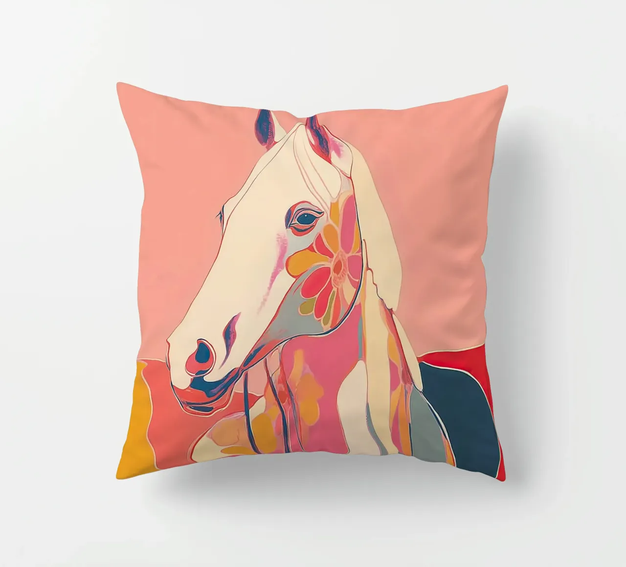 Portrait of a Horse in Bloom cuscino da Luca