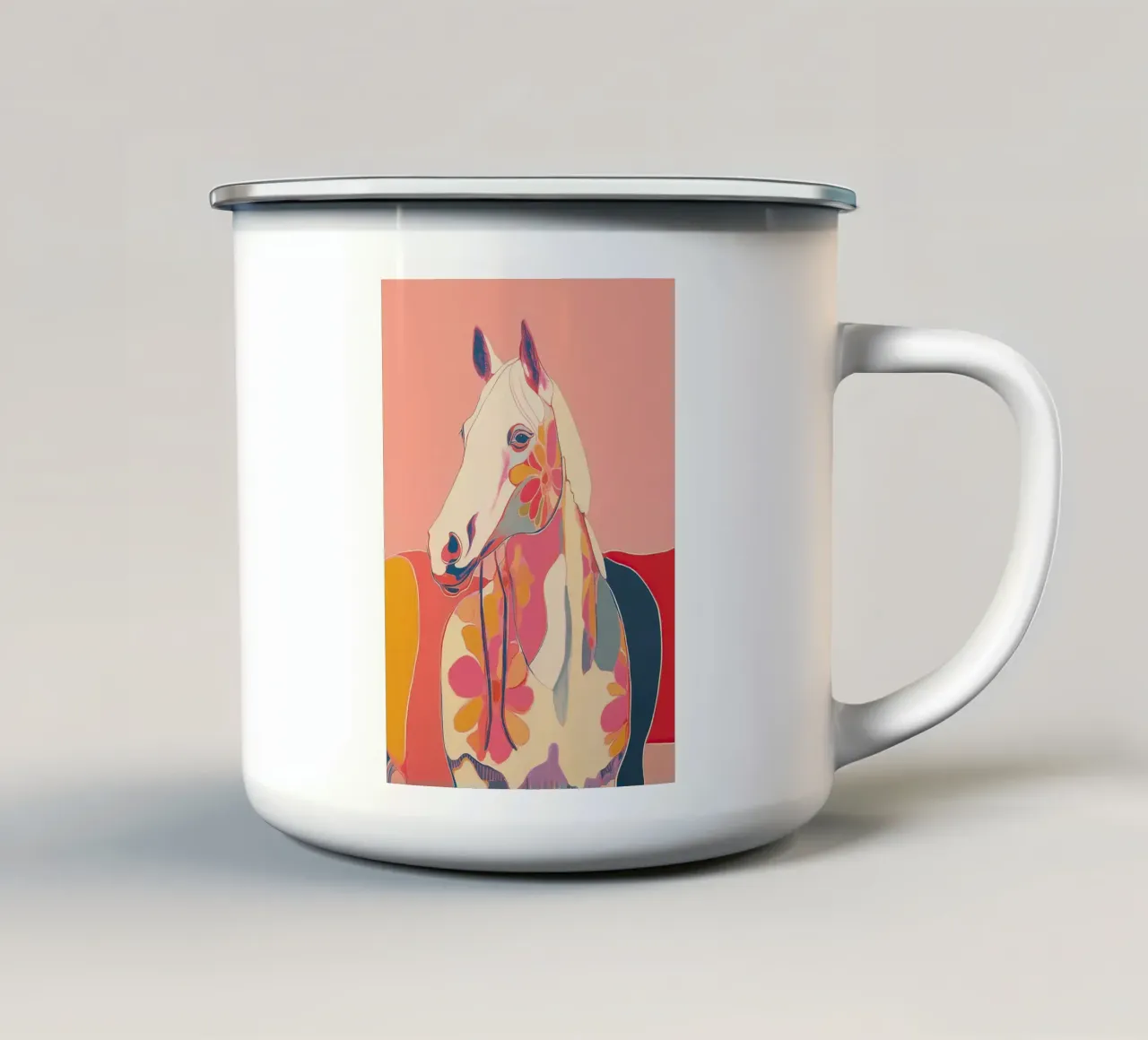 Portrait of a Horse in Bloom tazza in smalto da Luca