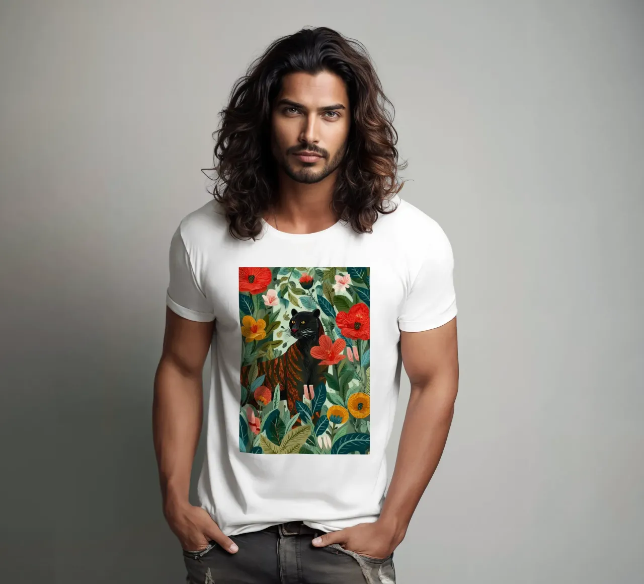 Portrait of a Panther in Bloom I t-shirt da Luca