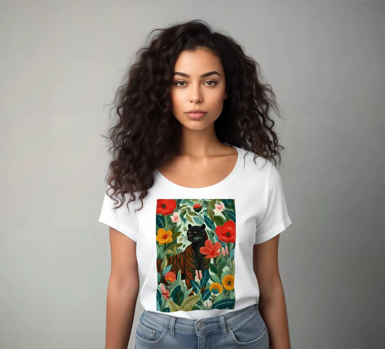 Portrait of a Panther in Bloom I t-shirt da donna da Luca