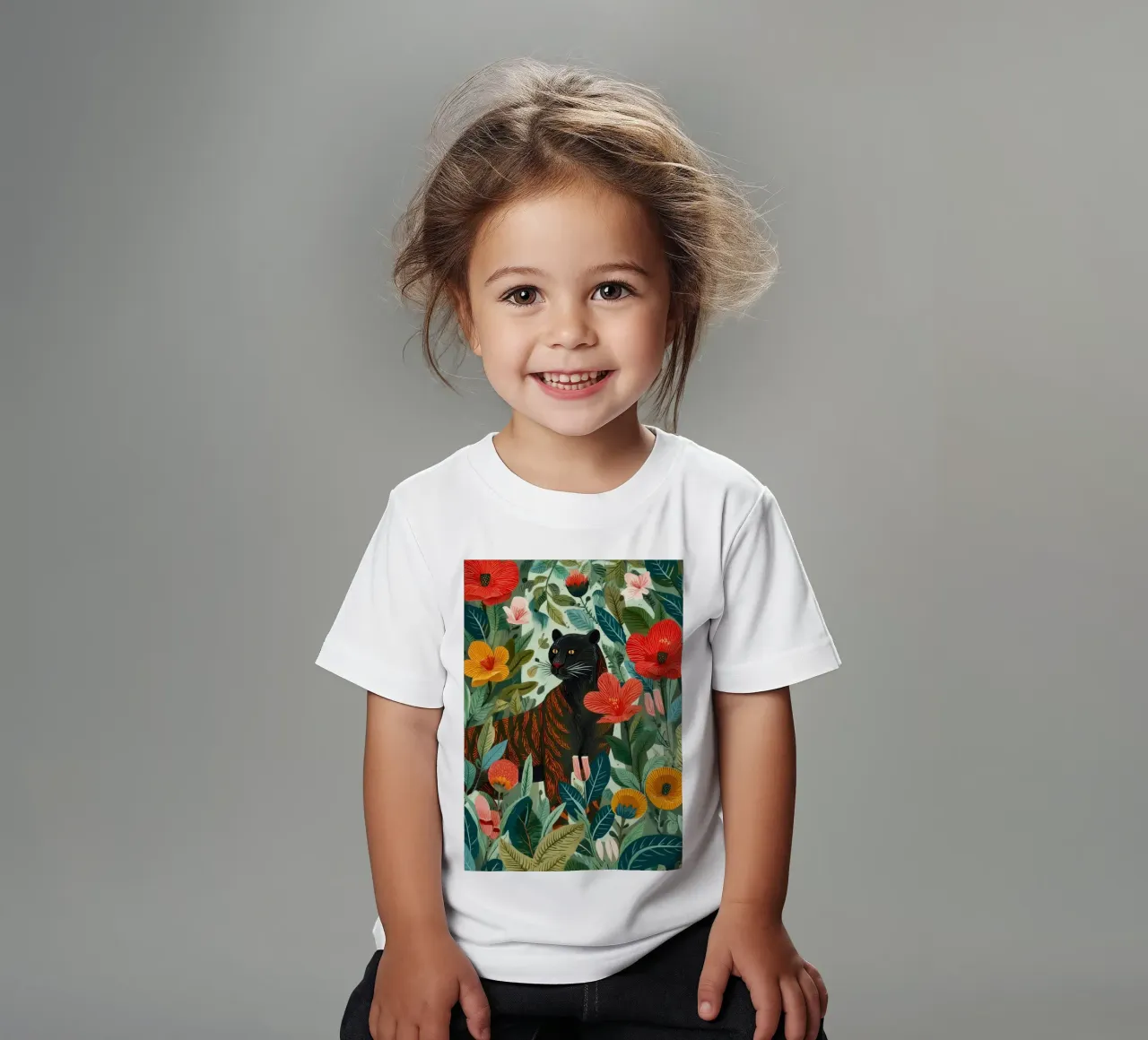 Portrait of a Panther in Bloom I t-shirt bambini da Luca