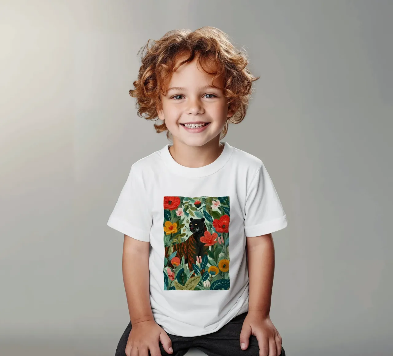 Portrait of a Panther in Bloom I t-shirt bambini da Luca