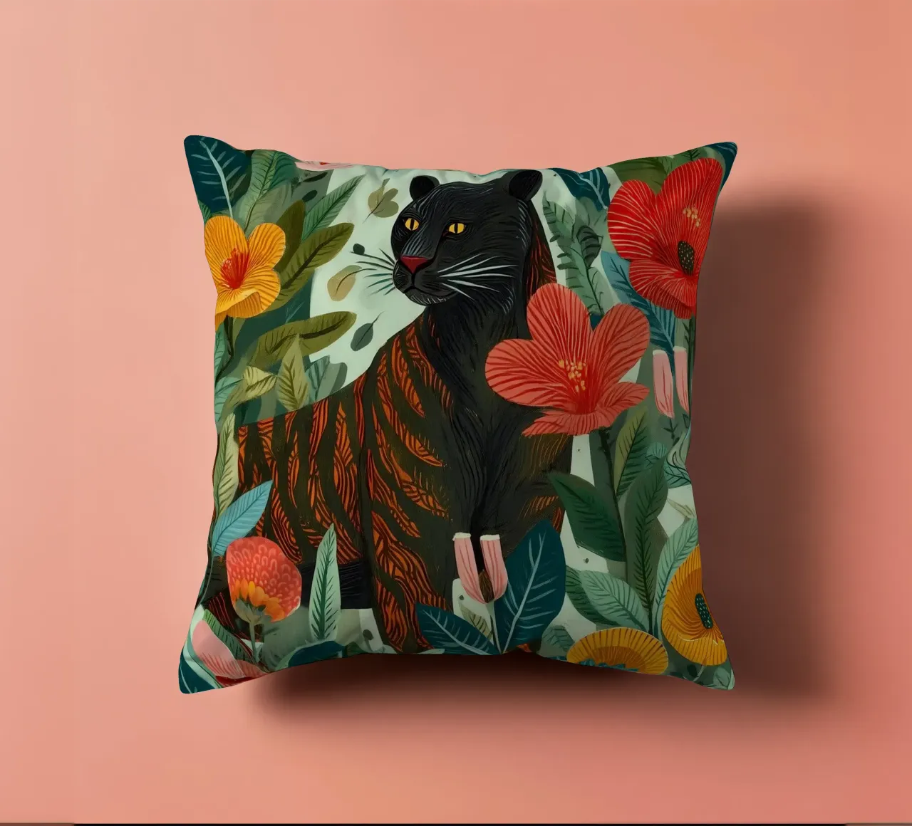 Portrait of a Panther in Bloom I cuscino da Luca