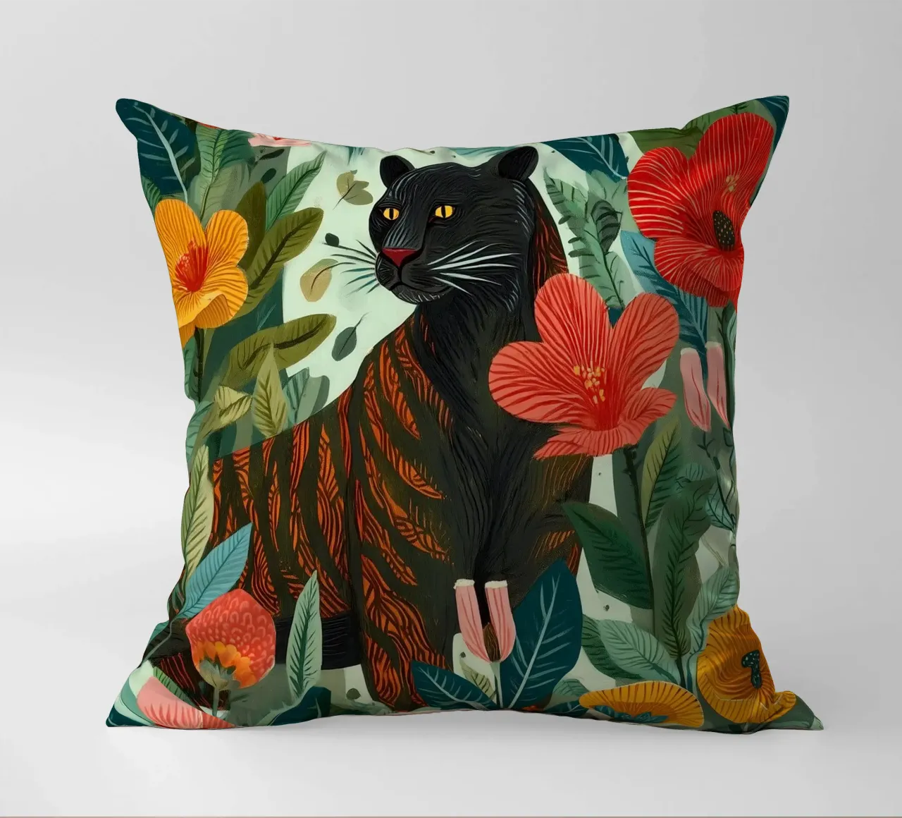 Portrait of a Panther in Bloom I cuscino da Luca