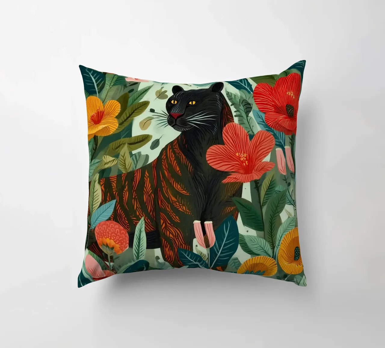 Portrait of a Panther in Bloom I cuscino da Luca