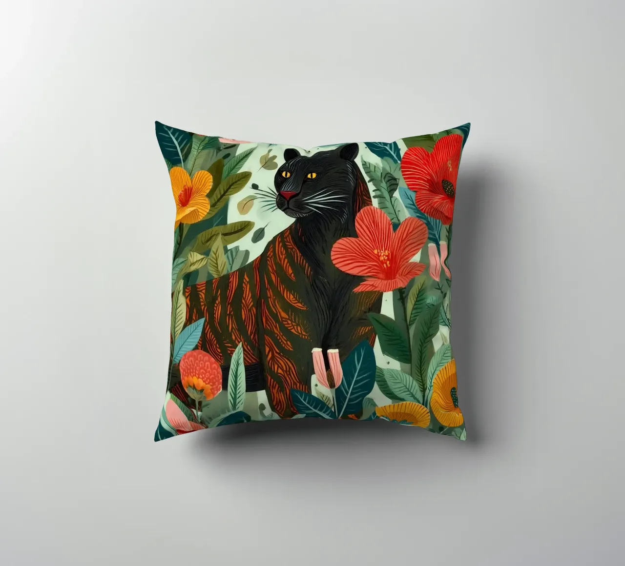Portrait of a Panther in Bloom I cuscino da Luca