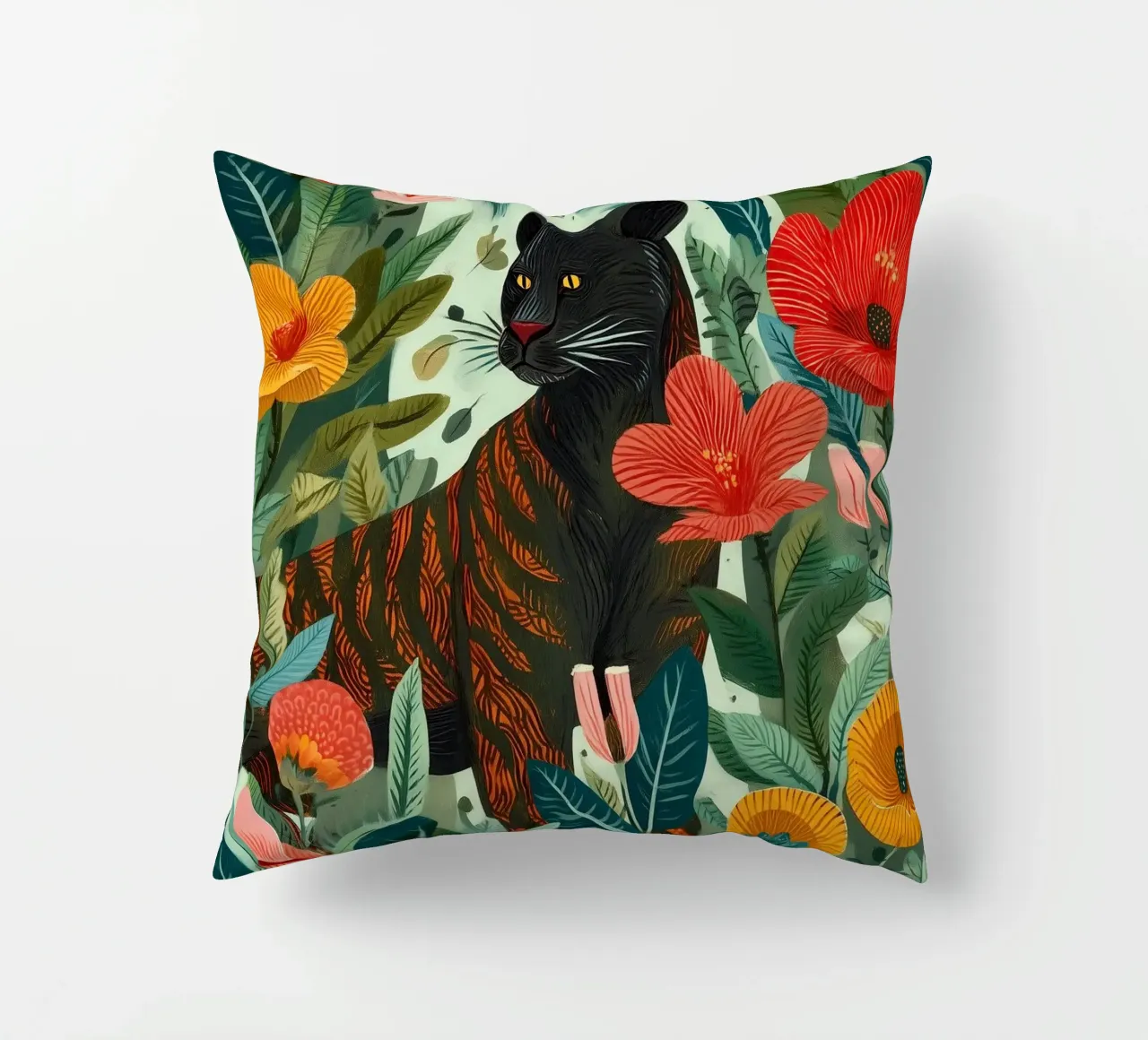 Portrait of a Panther in Bloom I cuscino da Luca