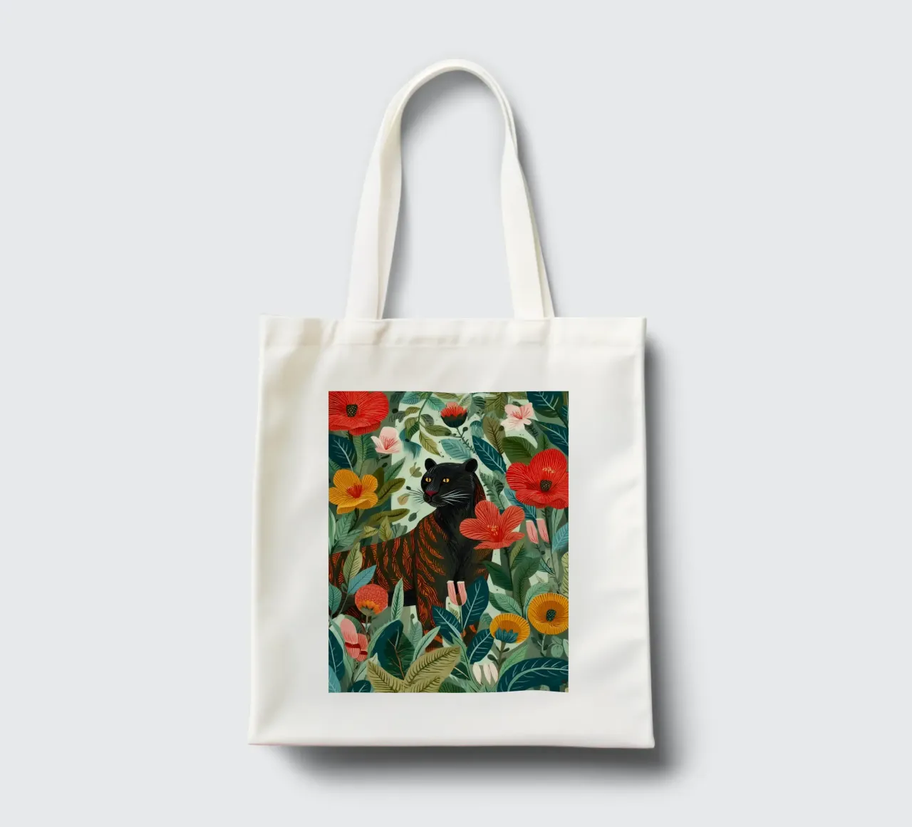 Portrait of a Panther in Bloom I borsa in juta da Luca