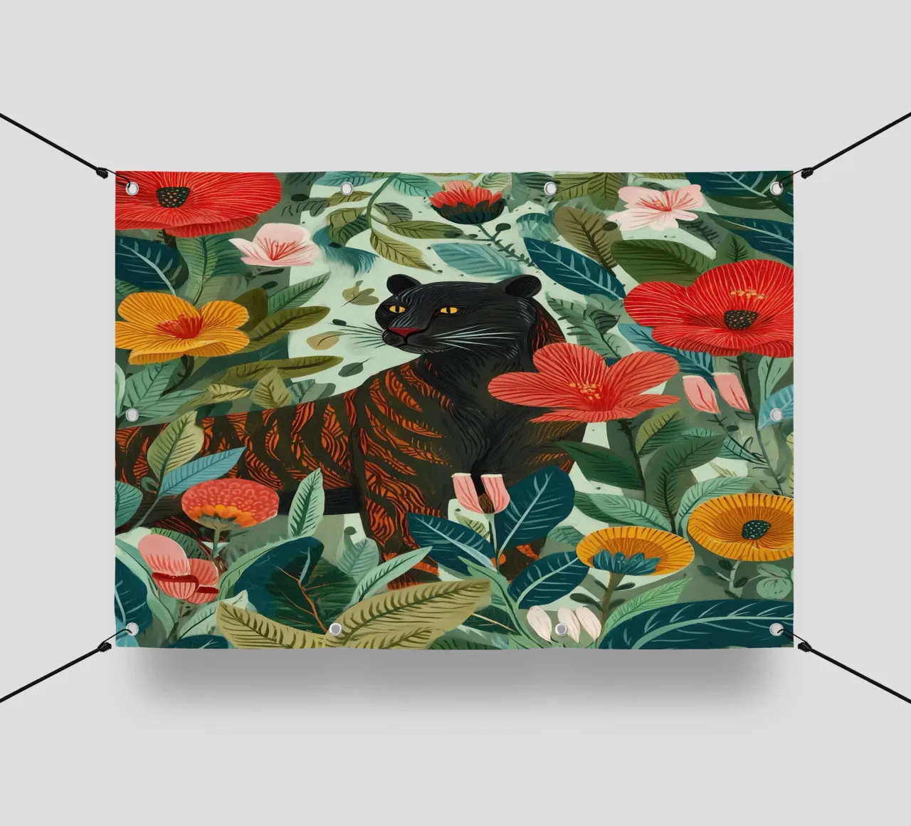 Portrait of a Panther in Bloom I telo in pvc da Luca