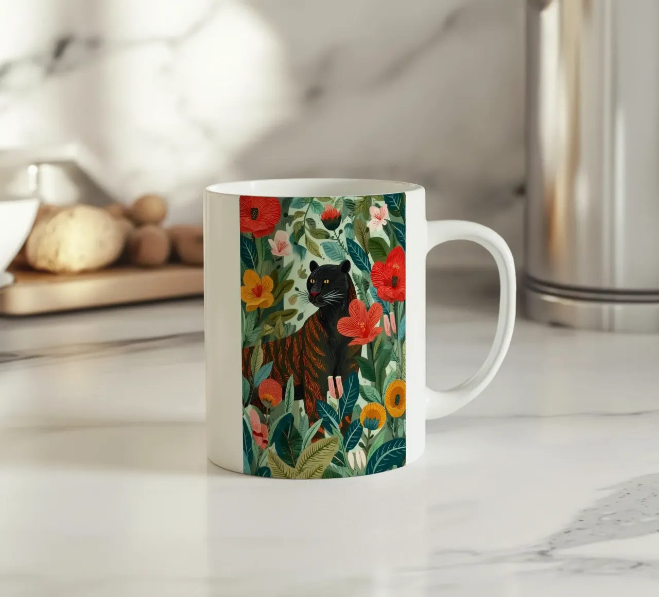 Portrait of a Panther in Bloom I tazza in ceramica da Luca