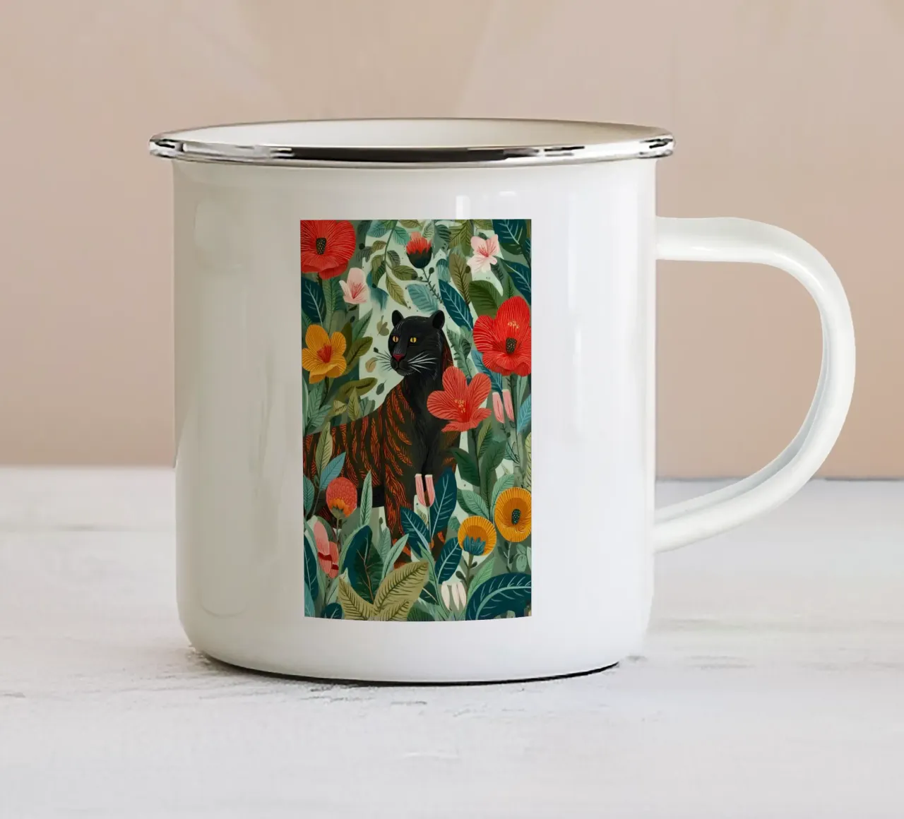 Portrait of a Panther in Bloom I tazza in smalto da Luca