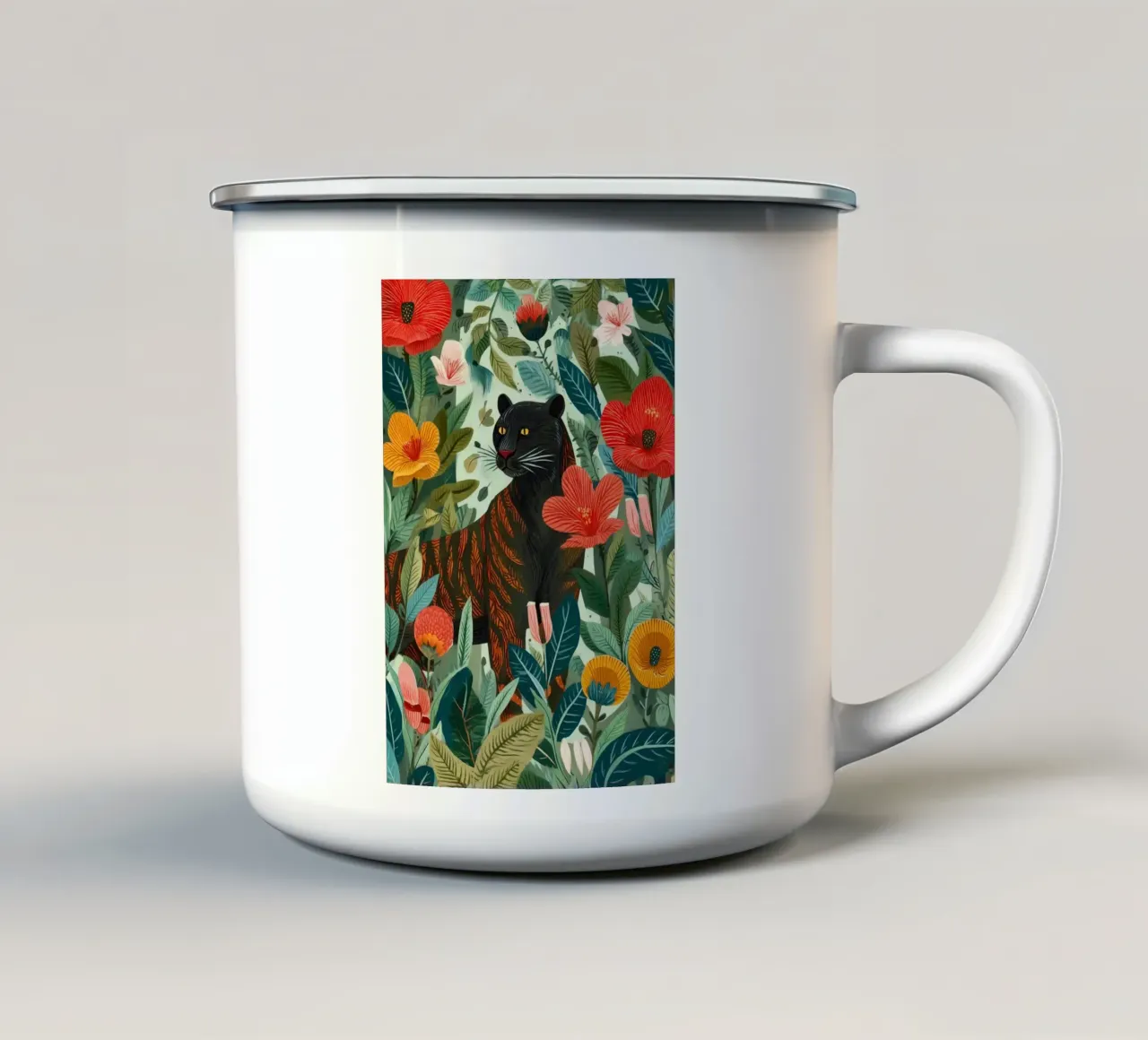 Portrait of a Panther in Bloom I tazza in smalto da Luca