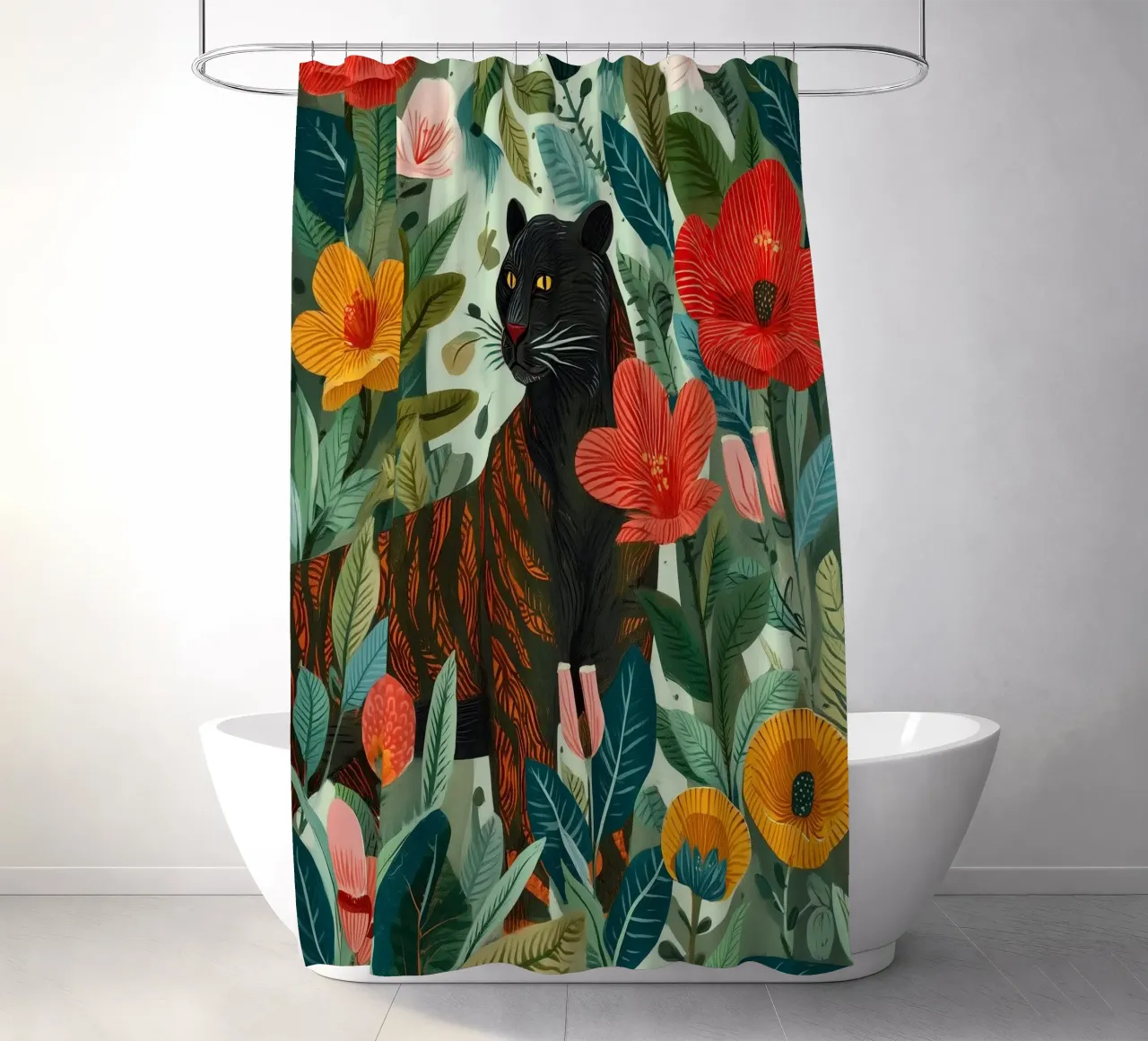 Portrait of a Panther in Bloom I Duschvorhang von Luca