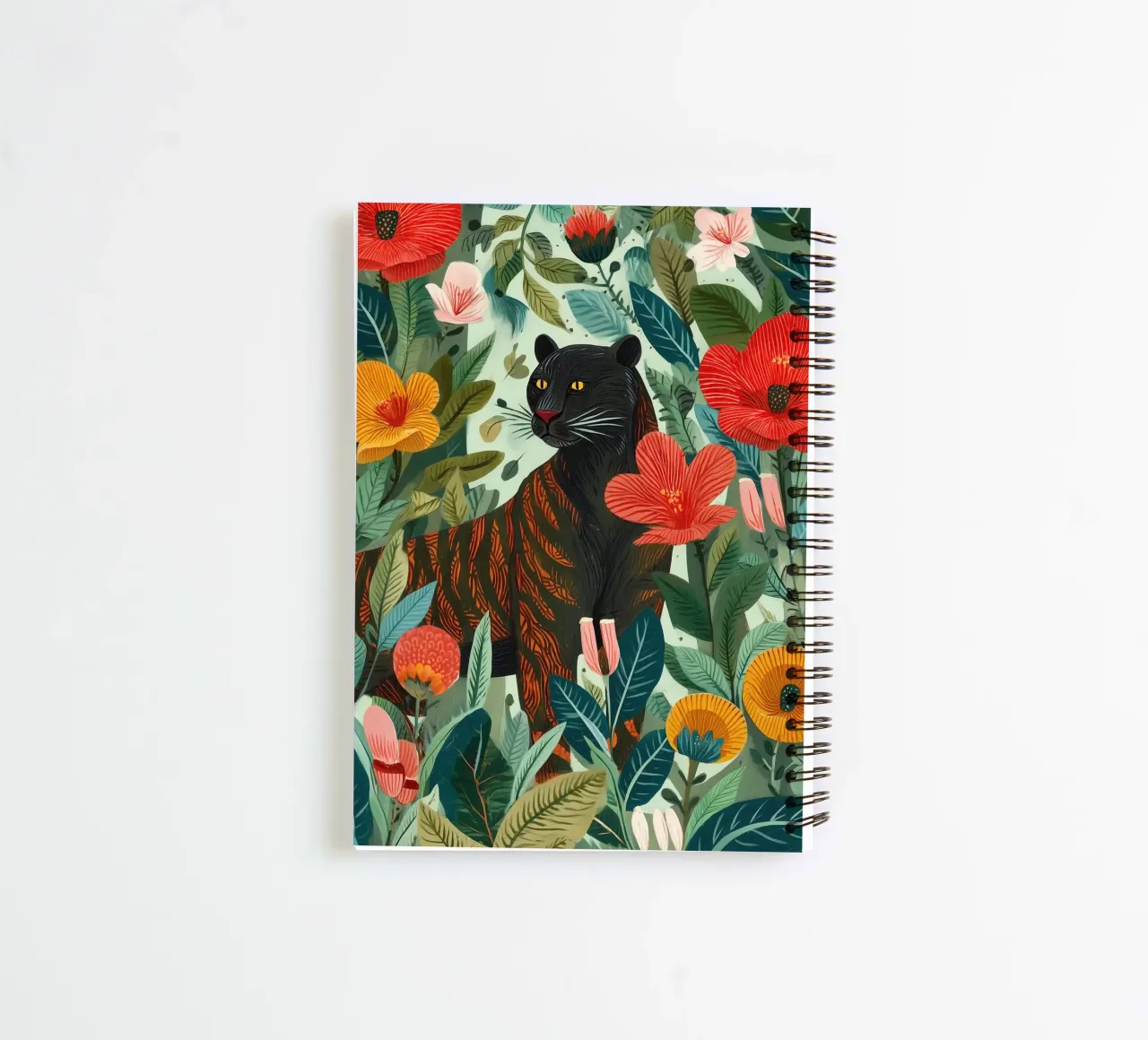 Portrait of a Panther in Bloom I spiral notebook by Luca