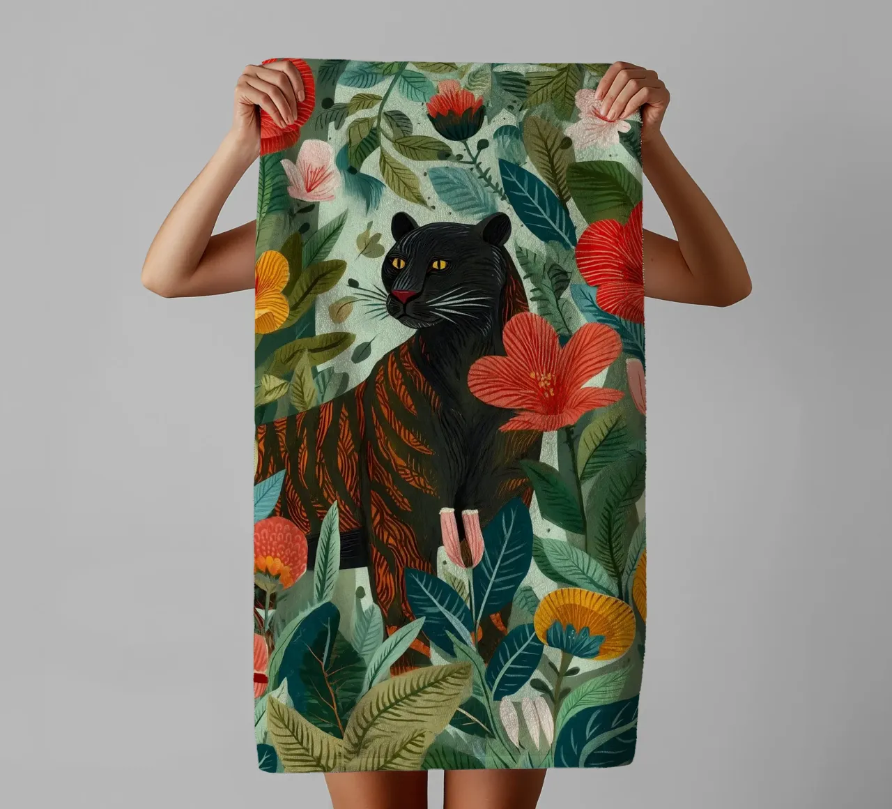 Portrait of a Panther in Bloom I asciugamano da bagno da Luca