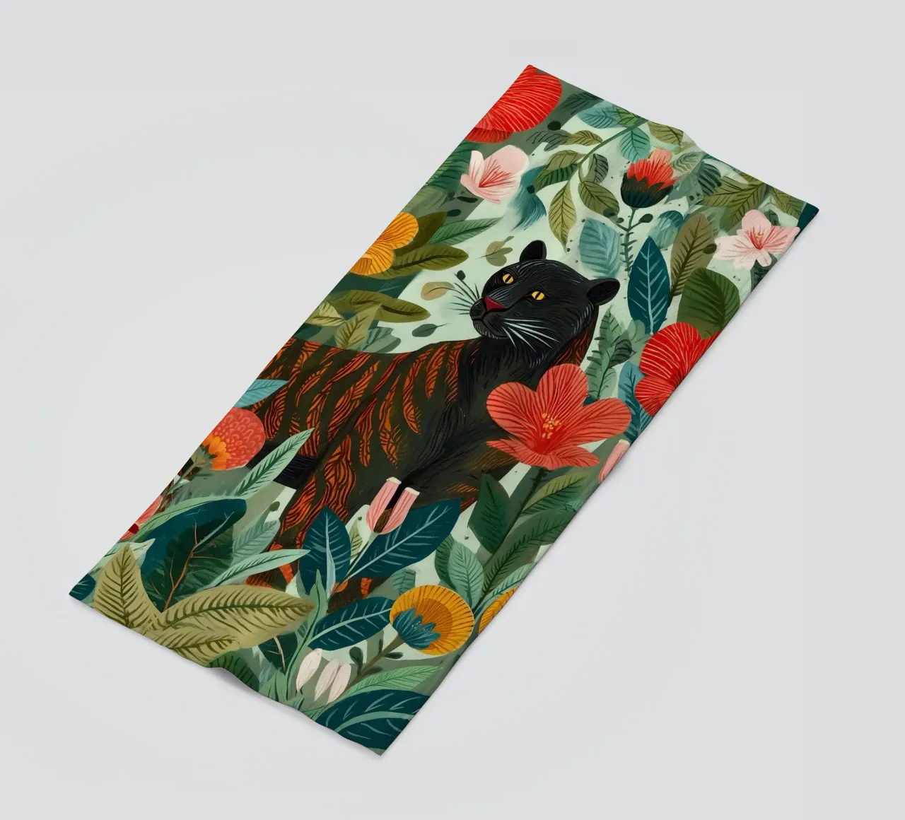 Portrait of a Panther in Bloom I beach towel by Luca